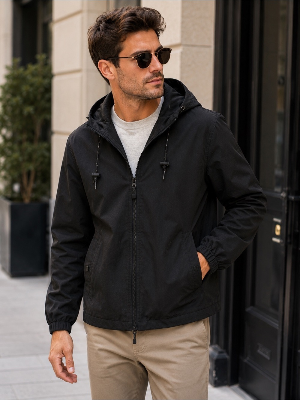 Nomad Tech Fleece Hooded Jacket weather resistant Medium Hoodie Zip Wind breaker